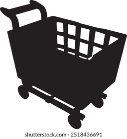 Shopping trolly silhouette vector icon illustration