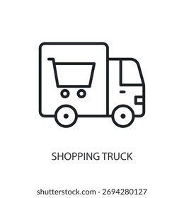 Shopping LKW dünne Linie Vektorsymbole.