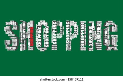 shopping typography 3d text word art vector illustration word cloud shopping