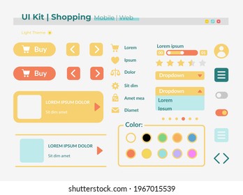 Shopping UI elements kit. Buyer account for online store isolated vector icon, bar and dashboard template. Web design widget collection for mobile application with light theme interface