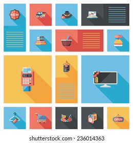 shopping ui flat design background set, eps10