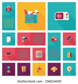 shopping ui flat design background set, eps10