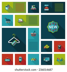 shopping ui flat design background set, eps10