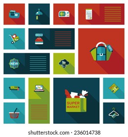 shopping ui flat design background set, eps10