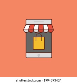 shopping vector flat colour icon