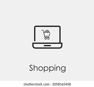 Shopping vector icon. Editable stroke. Symbol in Line Art Style for Design, Presentation, Website or Apps Elements, Logo. Pixel vector graphics - Vector