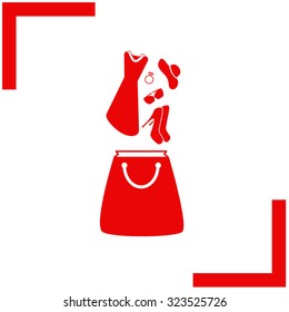 Shopping vector icon with falling things.