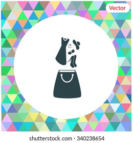 Shopping vector icon with falling things.