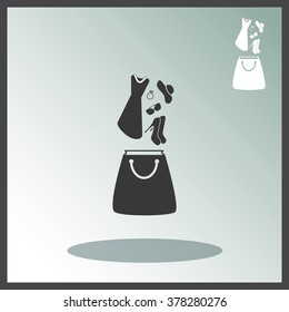 Shopping vector icon with falling things.