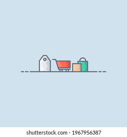 Shopping vector icon illustration. Shopping flat design