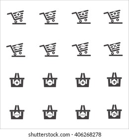 Shopping vector icon set with gray 2
