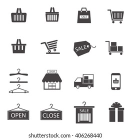 Shopping vector icon set with gray.