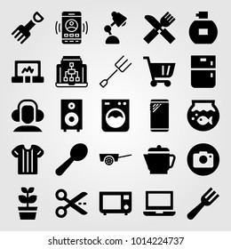 Shopping vector icon set. laptop, fridge, cart and smartphone