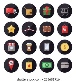 Shopping vector icon set. Modern flat design.