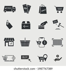 shopping vector icon set online shopping fast delivery price and discount icon