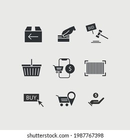 shopping vector icon set online shopping fast delivery price and discount icon