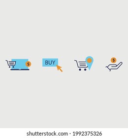 shopping vector icon set online shopping fast delivery price and discount icon