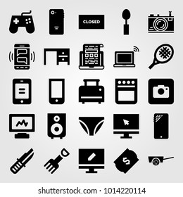 Shopping vector icon set. oven, toaster, closed and monitor