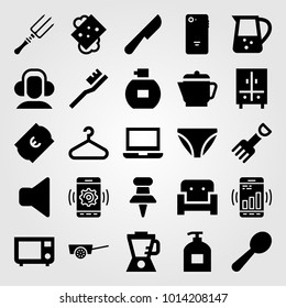 Shopping vector icon set. smartphone, microwave oven, kettle and blender