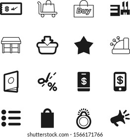 shopping vector icon set such as: bag, point, jewel, service, wedding, grocery, cashbox, expand, loudspeaker, price, mall, distribution, mark, parcel, speaker, package, one, sound, catalog, currency