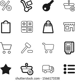 shopping vector icon set such as: calculator, mobile, judgment, art, accounting, bank, legal, site, car, judge, verdict, office, password, package, math, safe, mall, label, promotion, secret, pin
