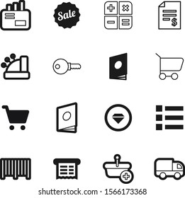 shopping vector icon set such as: post, abstract, service, profit, wedding, barcode, letter, truck, bar, shiny, e-mail, menu, key, accounting, scanner, calculate, newsletter, safety, precious, handle