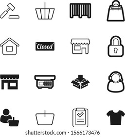 shopping vector icon set such as: measure, tshirt, hand, delivery, technology, house, home, icons, merchandise, system, front, weighing, bag, grip, super, telephone, cart, help, man, storage, label