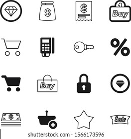 shopping vector icon set such as: unlock, safety, promotion, bag, bill, sticker, credit, print, loan, bills, funds, silhouette, logo, private, amount, ticket, calculation, pin, grocery, padlock, safe