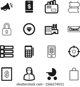 shopping vector icon set such as: luxury, mail, kid, postage, loudspeaker, closed, menu, service, private, dollar, banner, travel, pos, traffic, customer, speaker, down, buggy, bag, user, audio, help