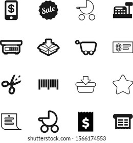 shopping vector icon set such as: smart, basket, pack, till, gray, ticket, stars, donation, currency, print, meter, package, counter, banking, text, container, instrument, document, measurement