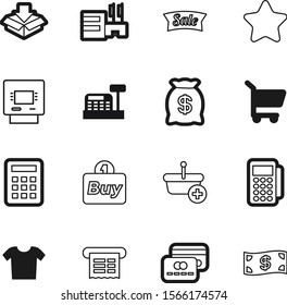 shopping vector icon set such as: exterior, till, clothing, amount, arrow, terminal, shirt, package, funds, label, rounded, empty, receipt, debt, old, sack, grocery, building, reader, online, city