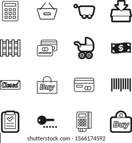 shopping vector icon set such as: paying, accounting, pink, check, closed, kid, tax, effect, light, packaging, child, childhood, transport, salary, carriage, pallet, tag, electronic, newborn