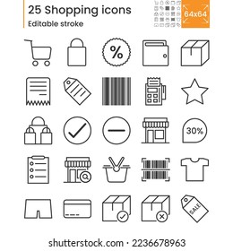 Concepto de conjunto de iconos vectores de compras