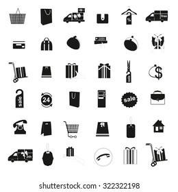 Shopping vector icons set - isolated on withe background