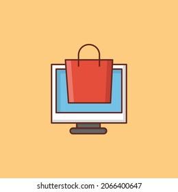 shopping Vector illustration on a transparent background. Premium quality symbols.Vector line flat color icon for concept and graphic design.