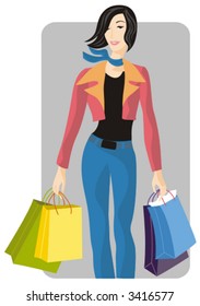Shopping vector illustration series. Shopping girl. Check my portfolio for much more of this series as well as thousands of other great vector items.