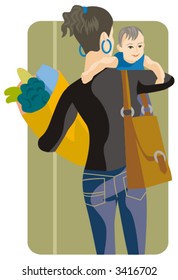 Shopping vector illustration series. Shopping girl. Check my portfolio for much more of this series as well as thousands of other great vector items.