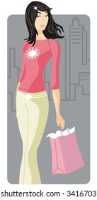 Shopping vector illustration series. Shopping girl. Check my portfolio for much more of this series as well as thousands of other great vector items.