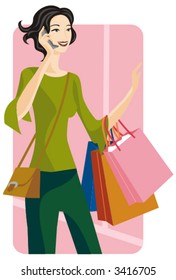 Shopping vector illustration series. Shopping girl. Check my portfolio for much more of this series as well as thousands of other great vector items.