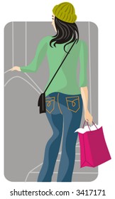 Shopping vector illustration series. Shopping girl. Check my portfolio for much more of this series as well as thousands of other great vector items.