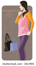 Shopping vector illustration series. Shopping girl. Check my portfolio for much more of this series as well as thousands of other great vector items.