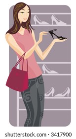 Shopping vector illustration series. Shopping girl. Check my portfolio for much more of this series as well as thousands of other great vector items.
