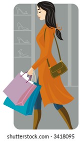 Shopping vector illustration series. Shopping girl. Check my portfolio for much more of this series as well as thousands of other great vector items.