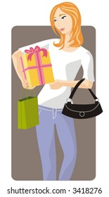 Shopping vector illustration series. Shopping girl. Check my portfolio for much more of this series as well as thousands of other great vector items.