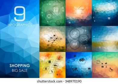 shopping vector infographics with unfocused blurred background