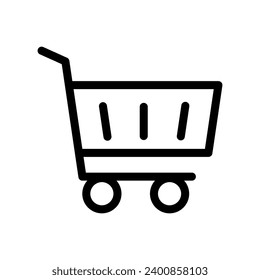 Shopping vector line icon. Simple bag perfect symbol for an e-commerce website offering linear buying and customer delivery services. Convenient shopping cart icon for quick and easy purchase.