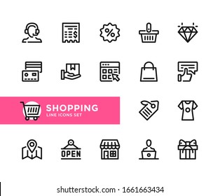 Shopping vector line icons. Simple set of outline symbols, graphic design elements.
