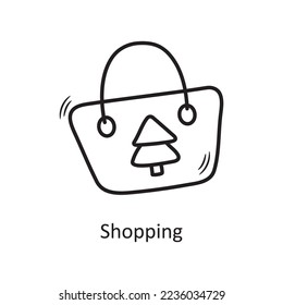 Shopping vector outline Icon Design illustration. Christmas Symbol on White background EPS 10 File