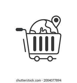 Ilustración del estilo de icono del contorno del vector de compra. archivo EPS 10 