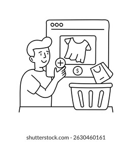 Ilustraciones de contorno de Vector de compras. Archivo EPS 10
